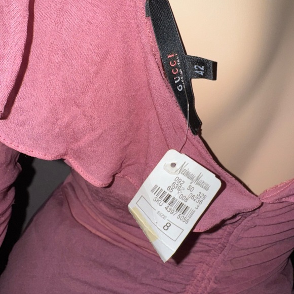 $895 Gucci Pink Tom Ford era silk sheer ruffle long sleeve w tag 42 - Picture 6 of 13